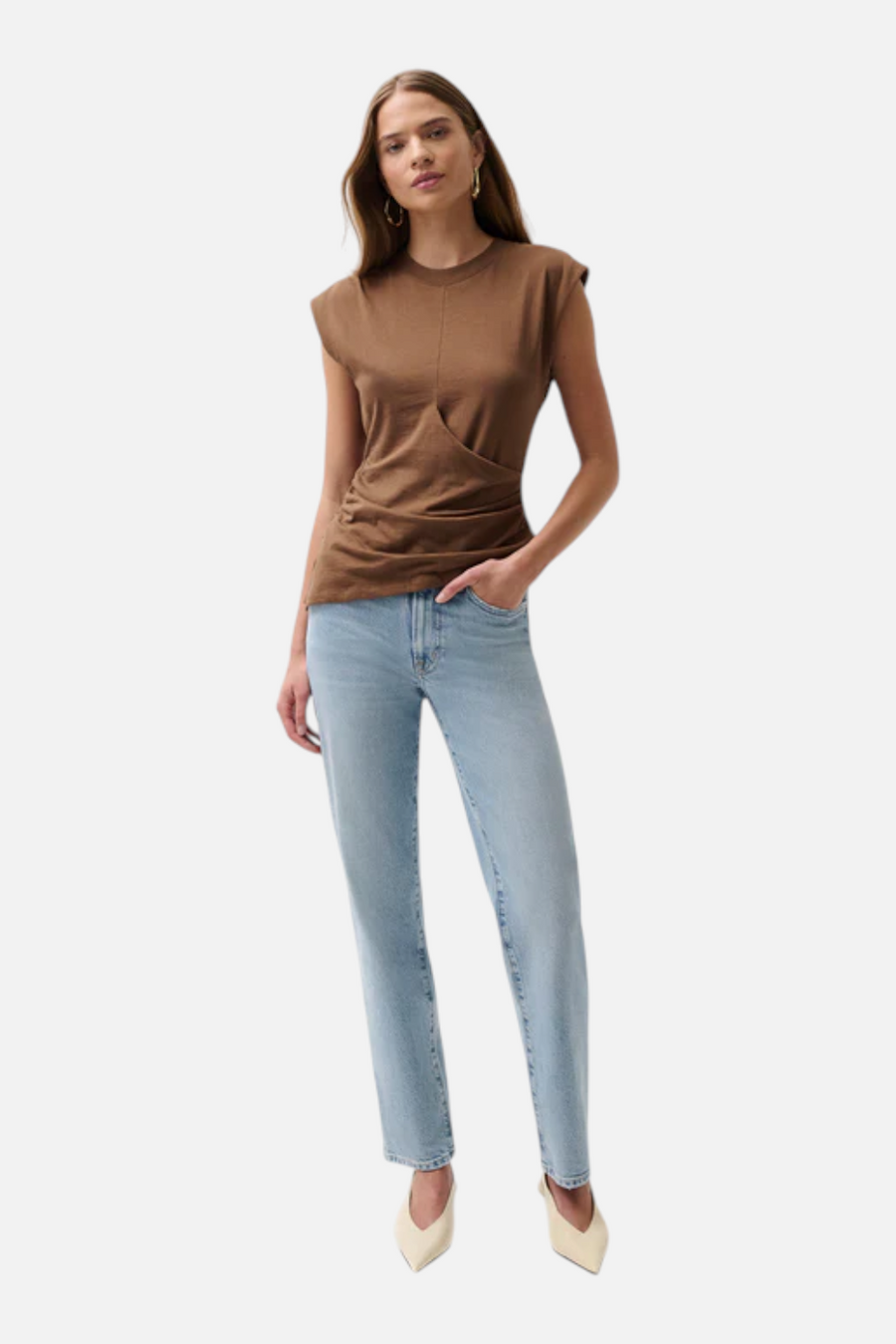 Pistola Aleks Mid-Rise Straight Leg Jean in Aegean – front view