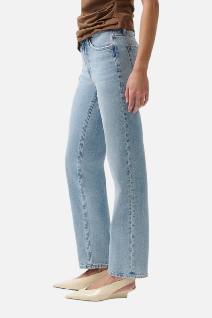 Pistola Aleks Mid-Rise Straight Leg Jean in Aegean – side view