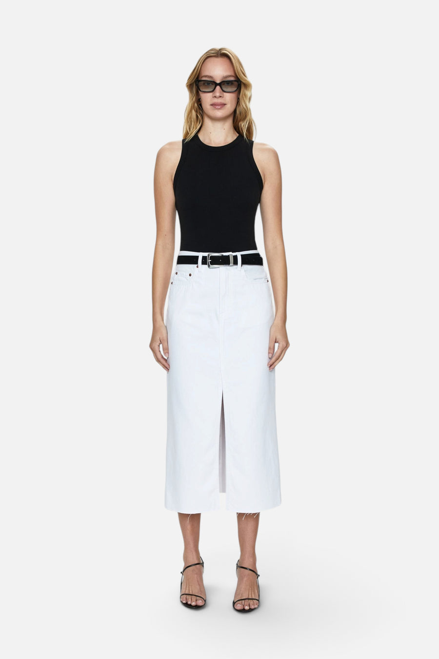Pistola Alice Midi Skirt in White – flat lay