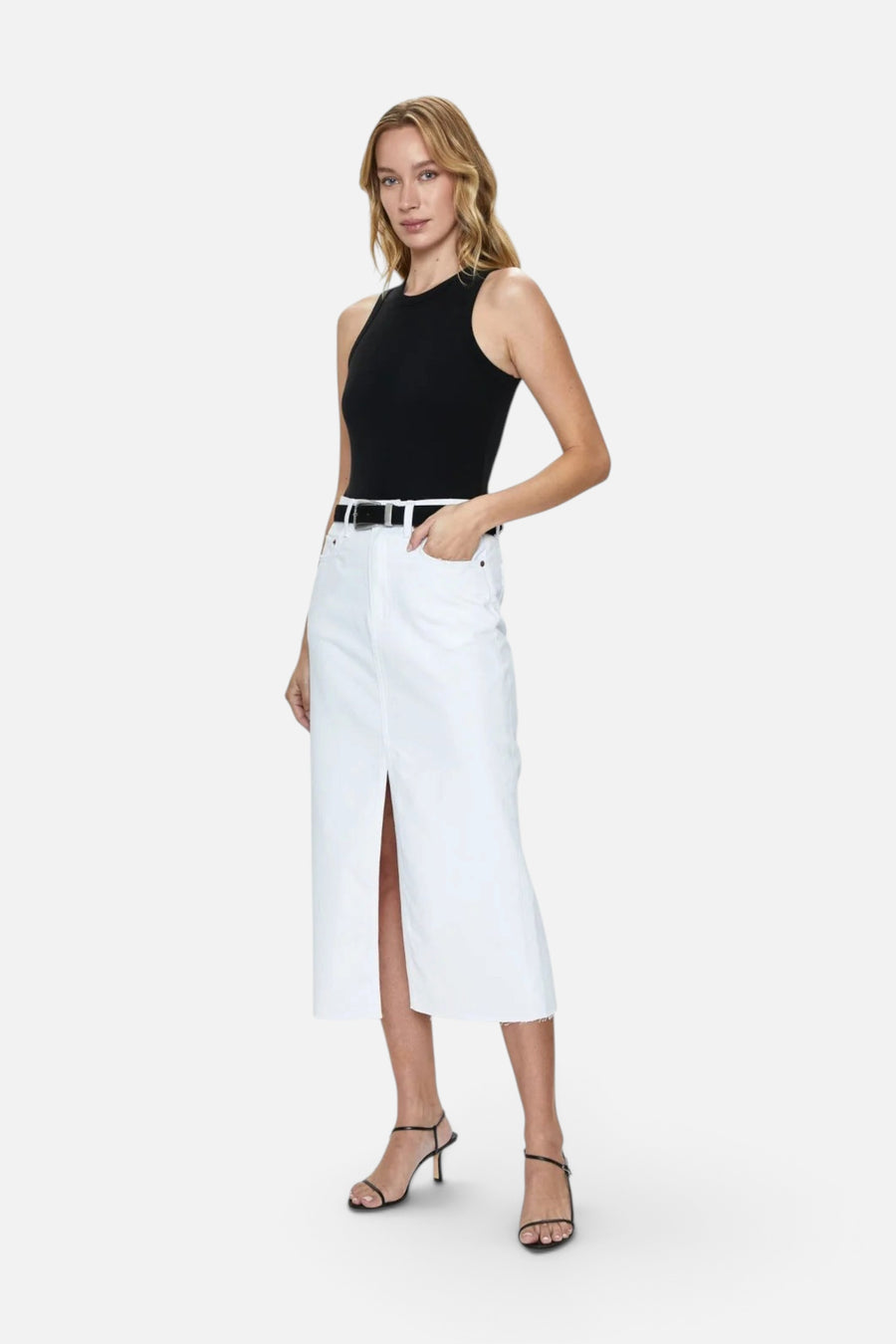 Pistola Alice Midi Skirt in White – front view
