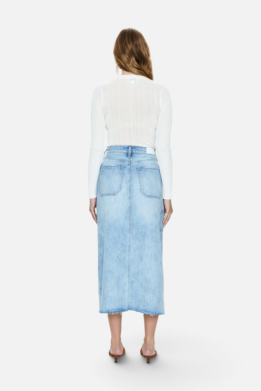 Pistola Alice Workwear High Rise Midi Skirt in Coastal – detail