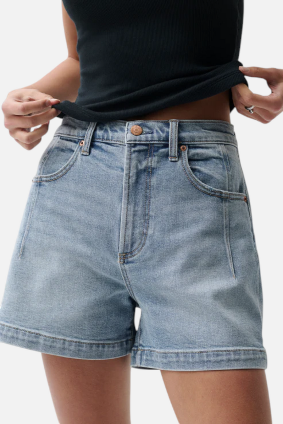 Pistola Aoki High-Rise A-Line Shorts in Terrace – back view