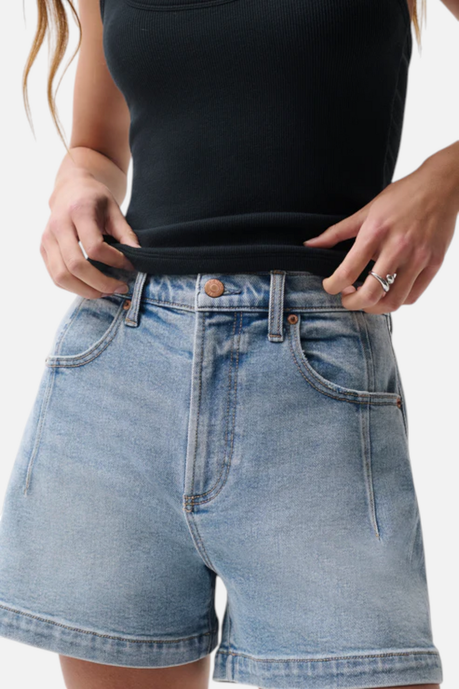 Pistola Aoki High-Rise A-Line Shorts in Terrace – flat lay