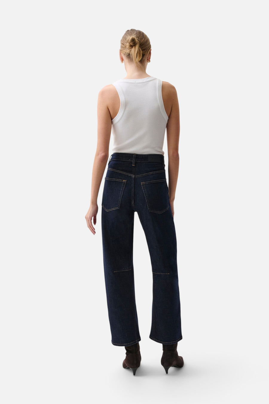 Pistola Beau Seamed Crescent Jean in Raw Nightfall – back view