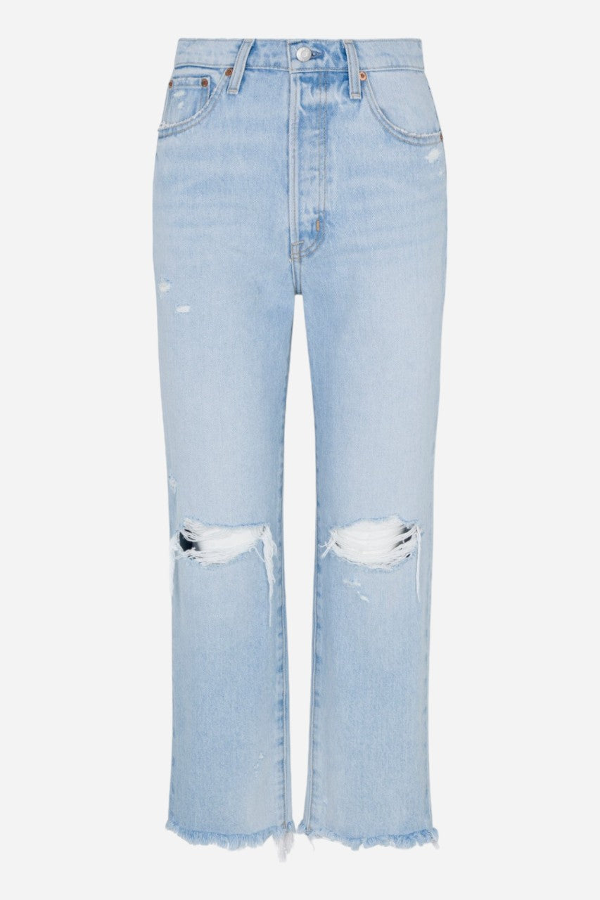 Pistola Cassie Crop High-Rise Straight Jeans in Daytrip Distressed – alternate