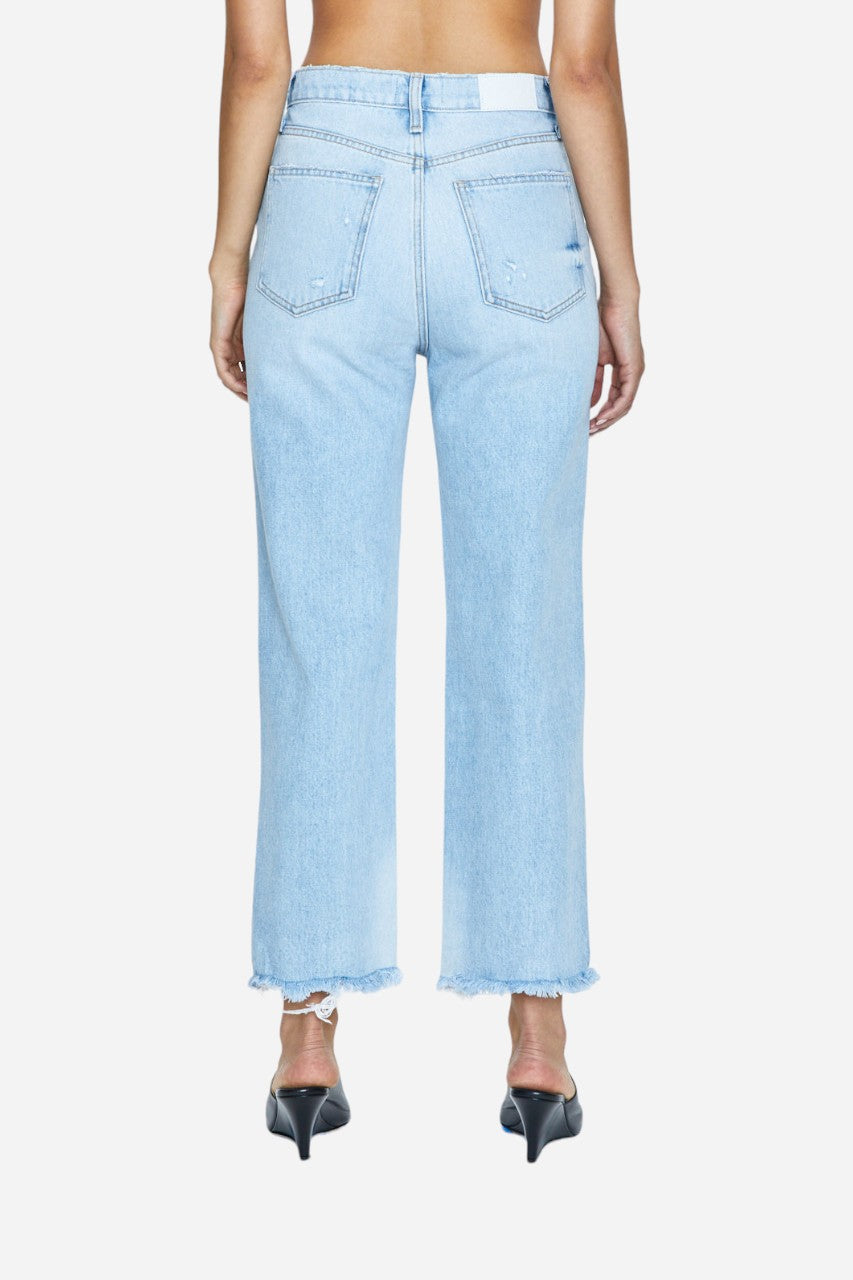 Pistola Cassie Crop High-Rise Straight Jeans in Daytrip Distressed – detail
