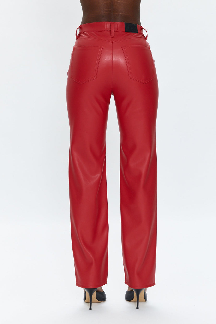 Pistola Cassie Exposed Zipper Super High Rise Straight Pant in Garnet – detail