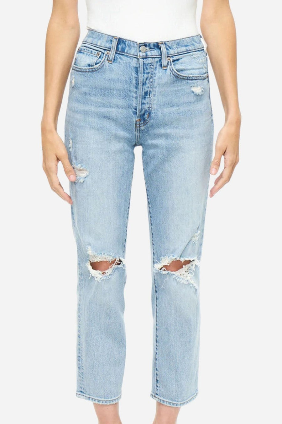 Pistola Charlie High Rise Straight In Bali Distressed – on model