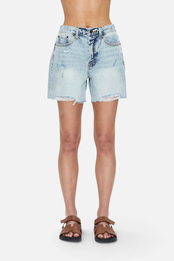 Pistola Devin High Rise Mom Cut Off Shorts in St Tropez