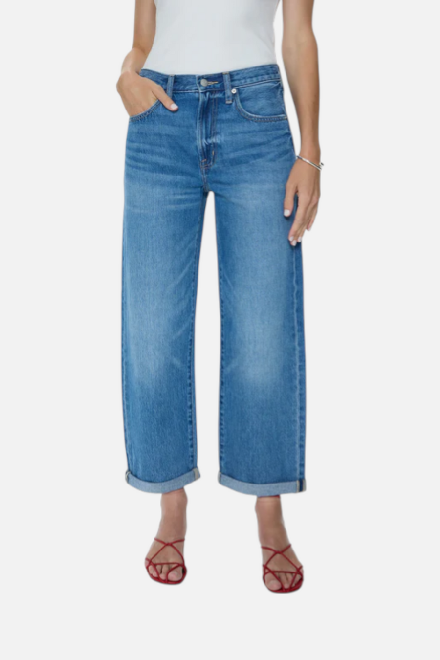 Pistola Donny Rolled Hem Boyfriend Jean in Heartfelt – detail