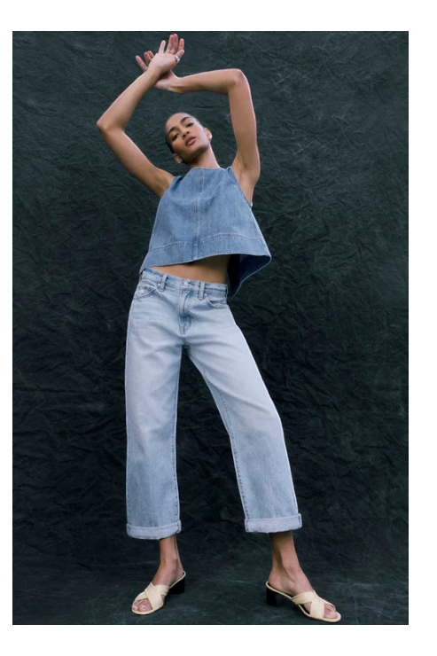 Pistola Donny Rolled Hem Boyfriend Jean in Old Blues – back view