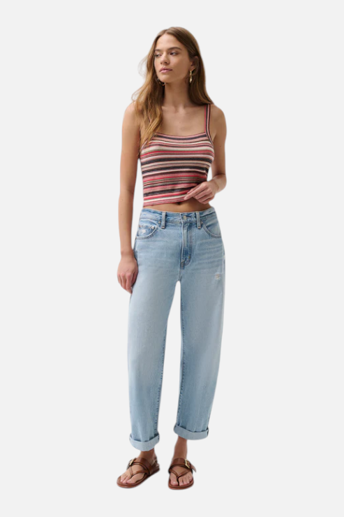 Pistola Donny Rolled Hem Boyfriend Jean in Old Blues – front view