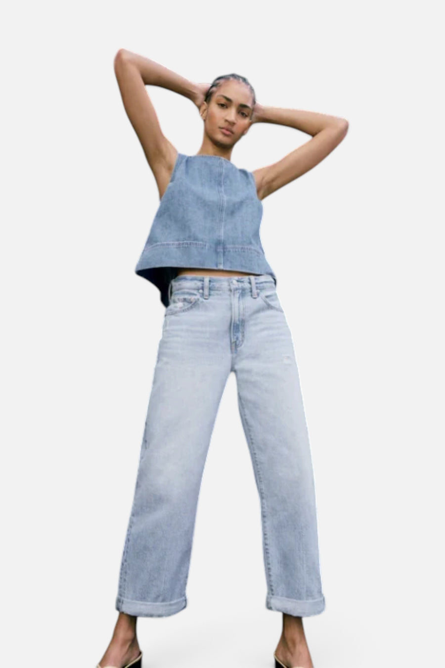 Pistola Donny Rolled Hem Boyfriend Jean in Old Blues – side view