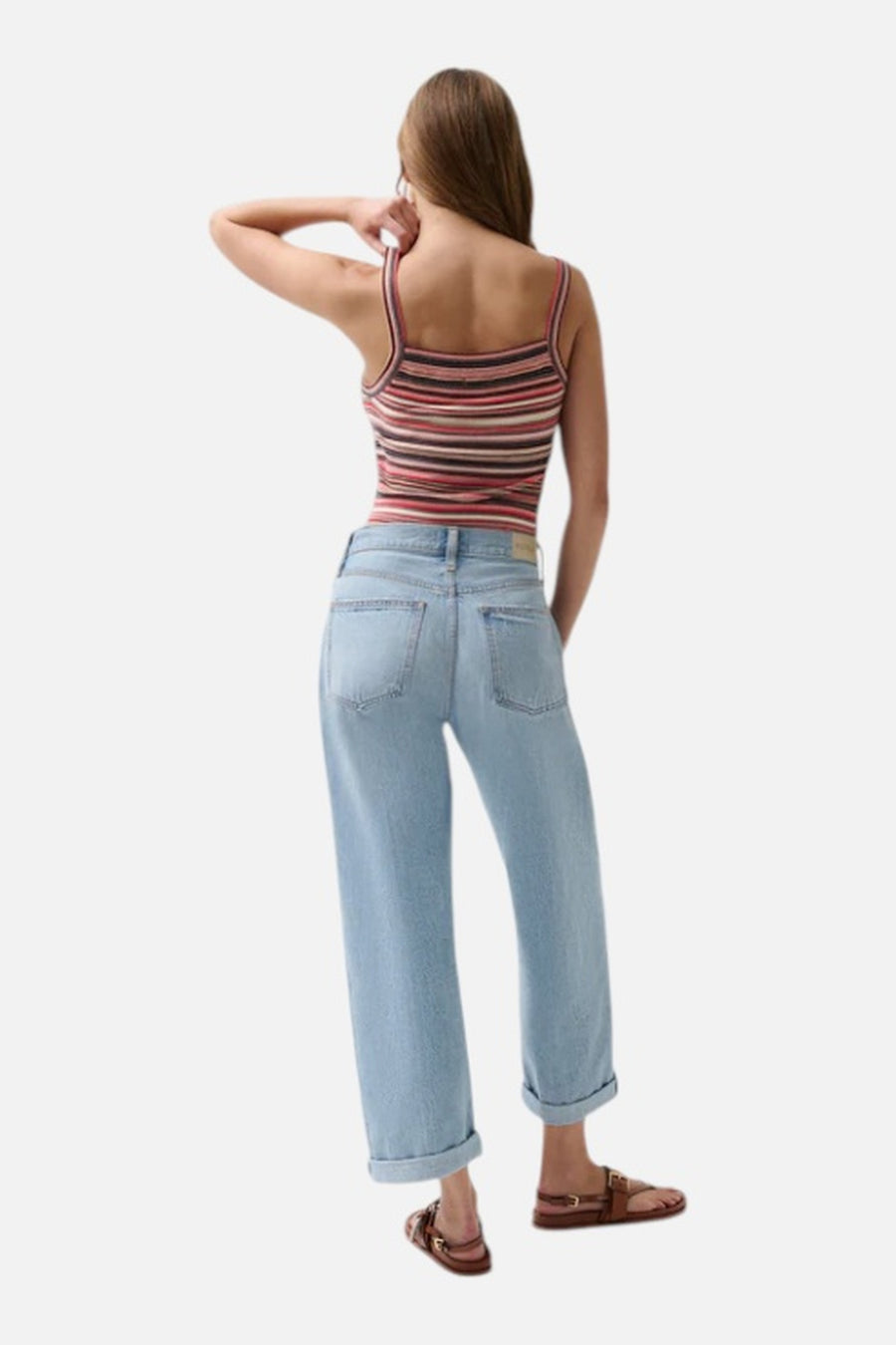 Pistola Donny Rolled Hem Boyfriend Jean in Old Blues – on model