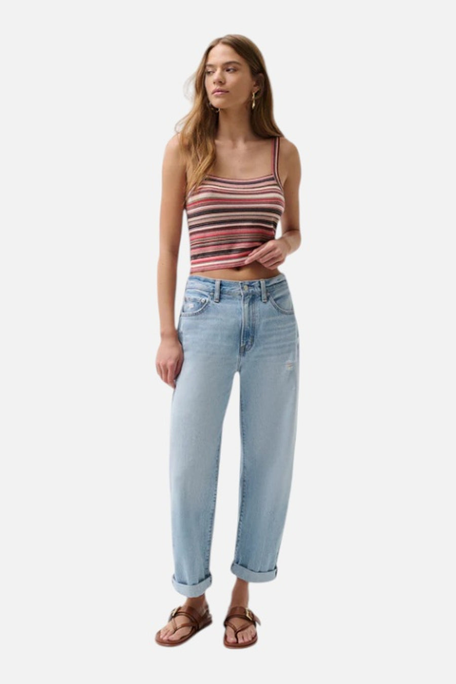 Pistola Donny Rolled Hem Boyfriend Jean in Old Blues – on model