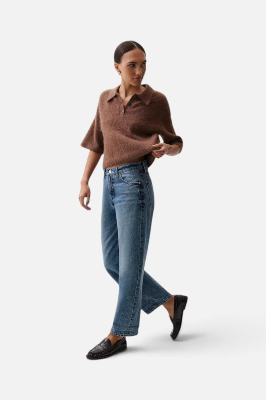 Pistola Donny Rolled Hem Mid-Rise Boyfriend Jean in Wilcox – back view