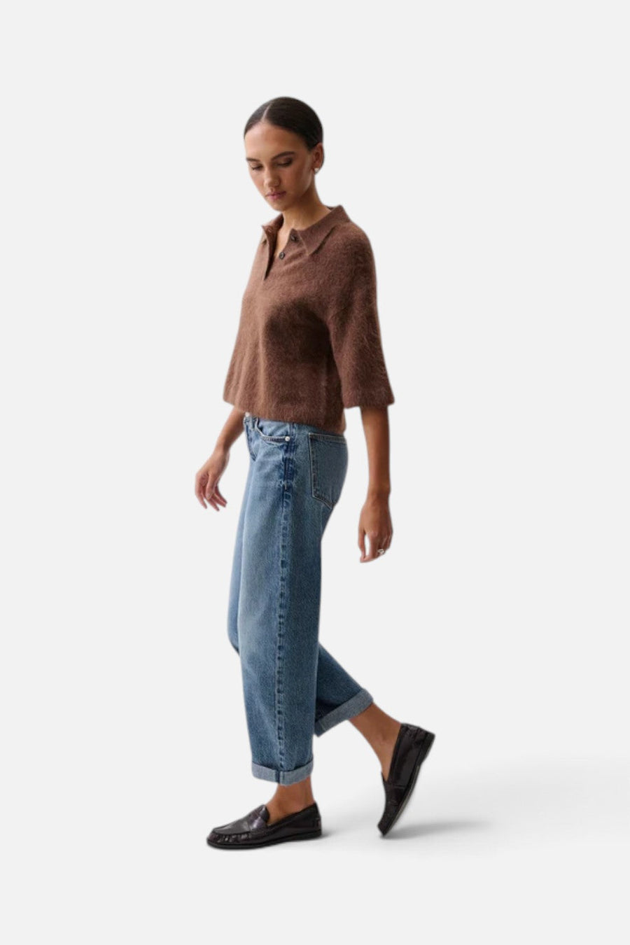 Pistola Donny Rolled Hem Mid-Rise Boyfriend Jean in Wilcox – side view