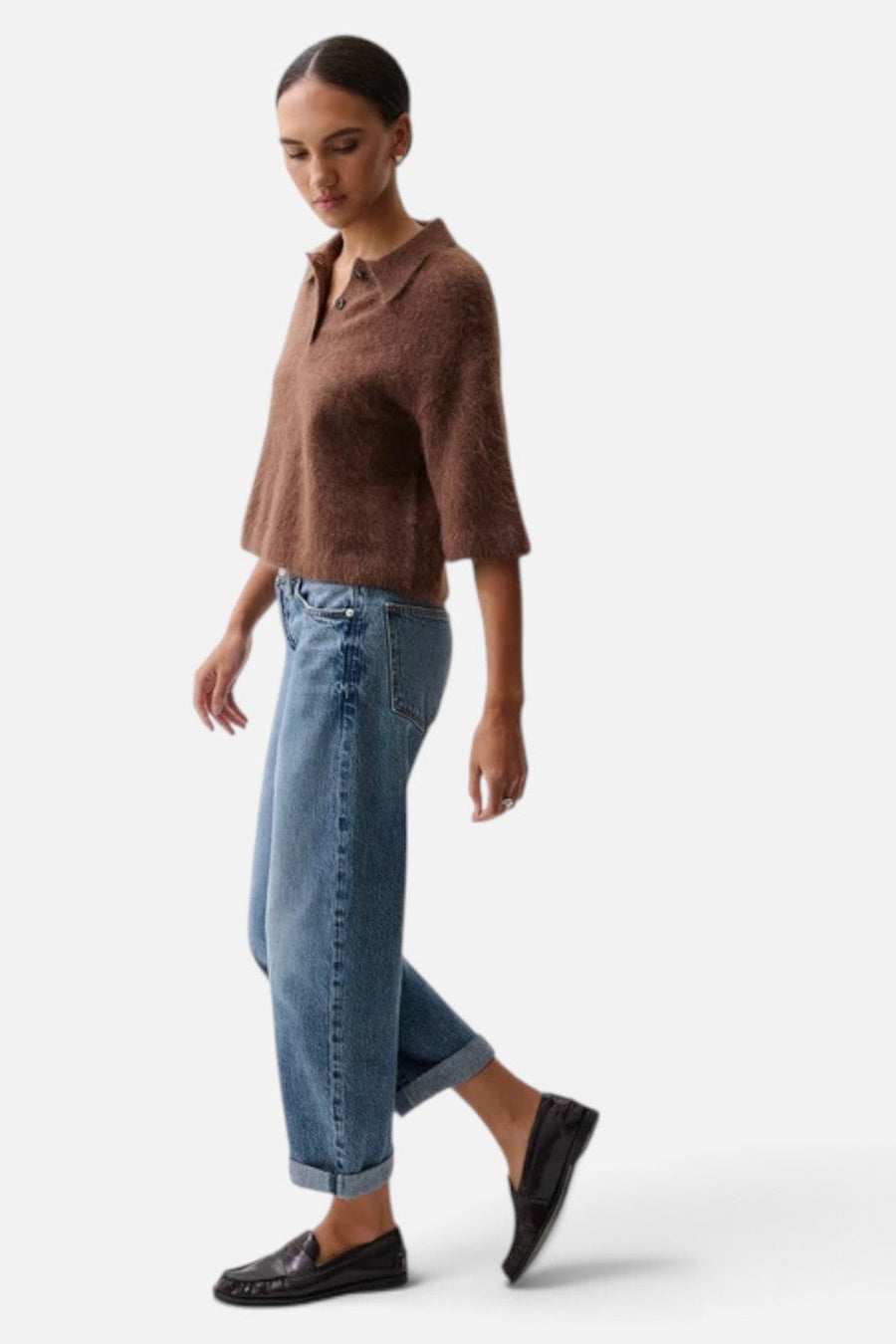 Pistola Donny Rolled Hem Mid-Rise Boyfriend Jean in Wilcox – side view
