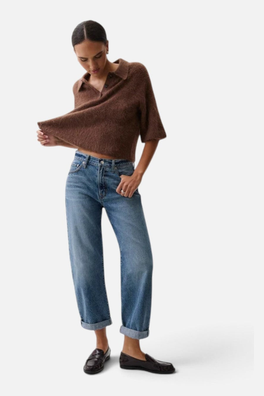 Pistola Donny Rolled Hem Mid-Rise Boyfriend Jean in Wilcox – side view