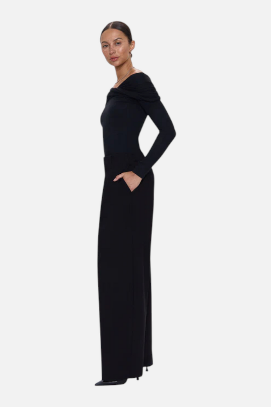 Pistola Eden Pleated Ponte Trouser in Night Out – back view