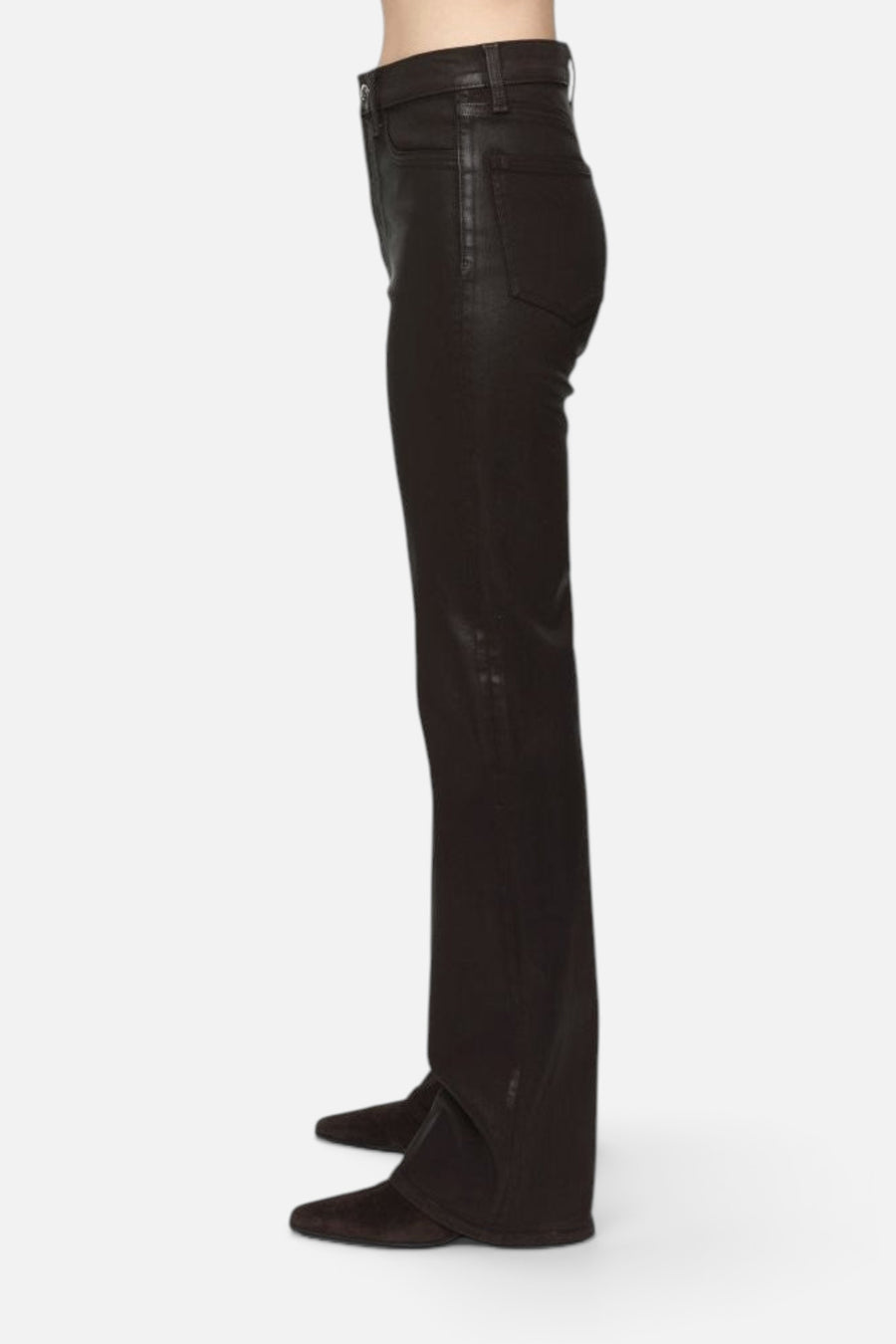 Pistola Evie High Rise Slim Boot in Coated Mocha – side view