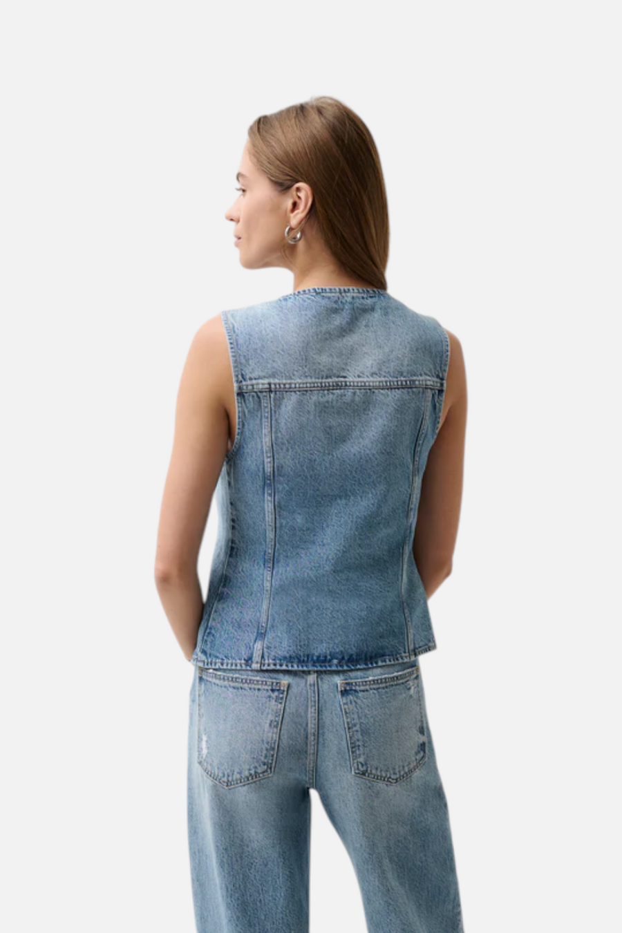 Pistola Gia Fitted Vest in Hazy – back view
