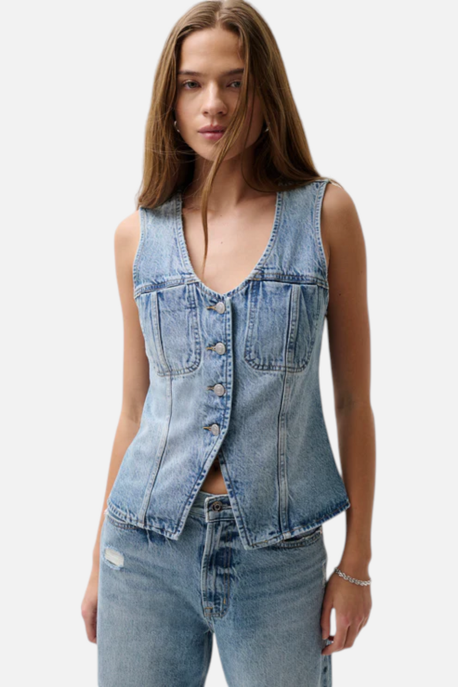 Pistola Gia Fitted Vest in Hazy – front view