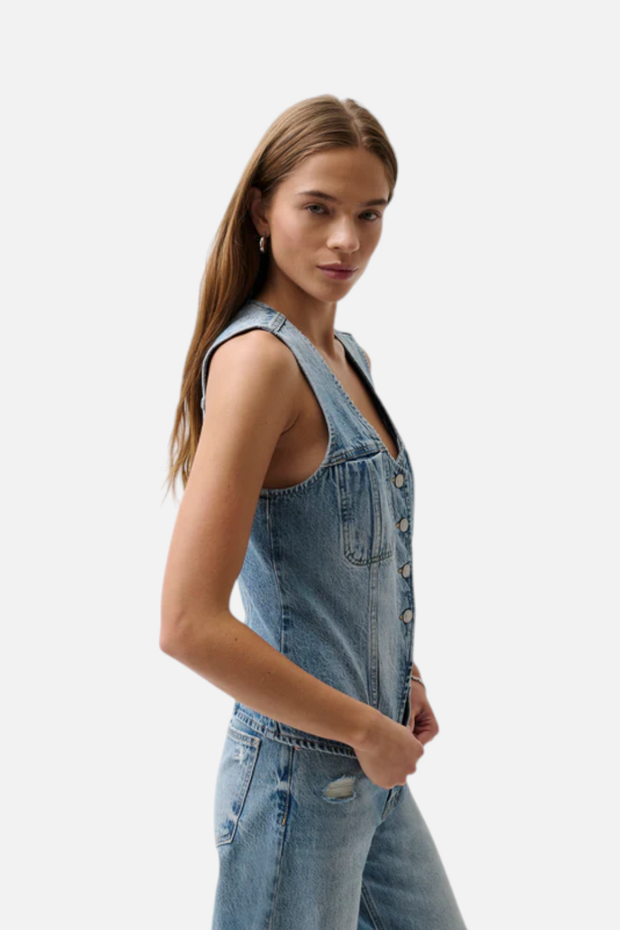 Pistola Gia Fitted Vest in Hazy – side view
