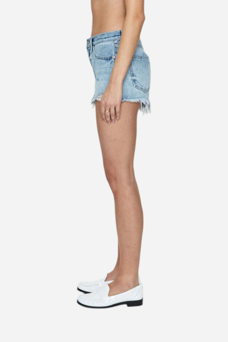 Pistola Gigi Low Rise Short in Vivid Distressed – back view