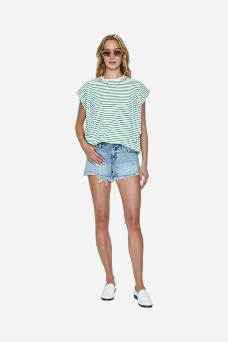 Pistola Gigi Low Rise Short in Vivid Distressed – flat lay