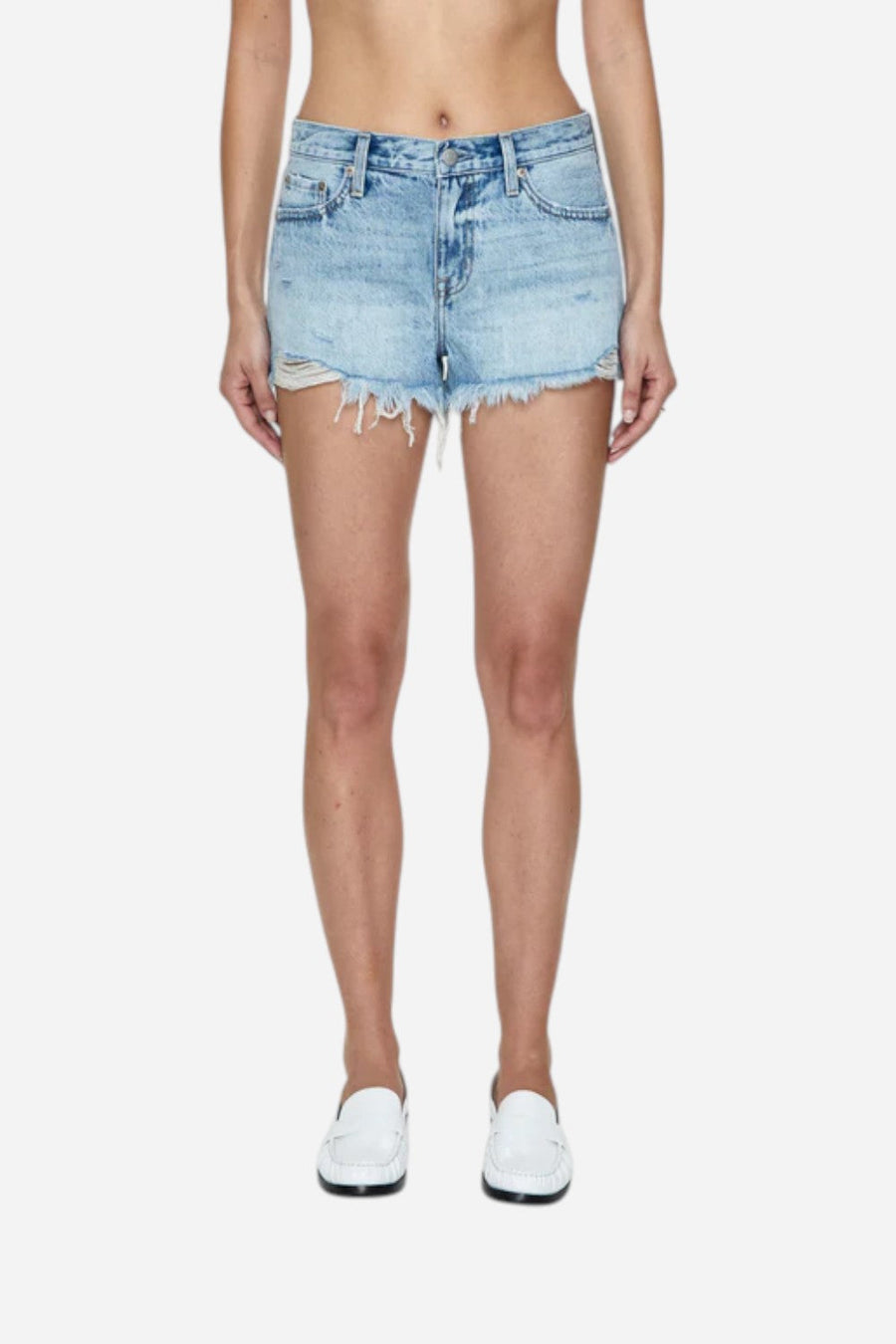 Pistola Gigi Low Rise Short in Vivid Distressed – front view