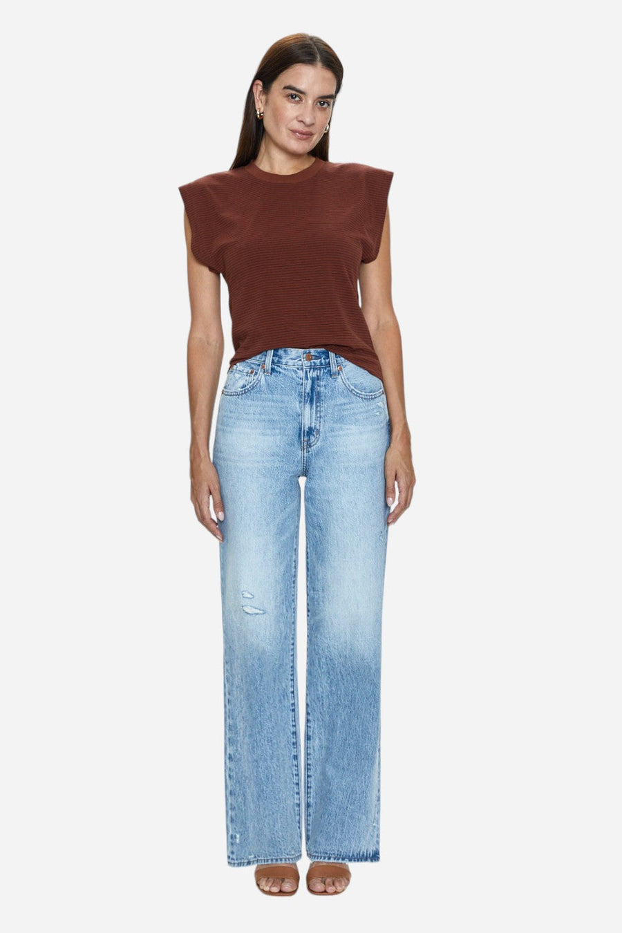 Pistola Grayson High Rise Baggy Jeans in Escapade Distressed – front view