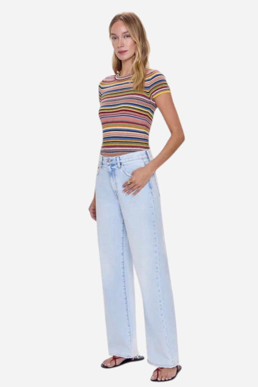 Pistola Hendrix High Rise Baggy Jean- Waterfall – side view