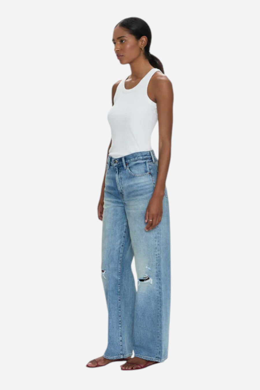 Pistola Hendrix High Rise Relaxed Jean - Apprentice Distressed – flat lay