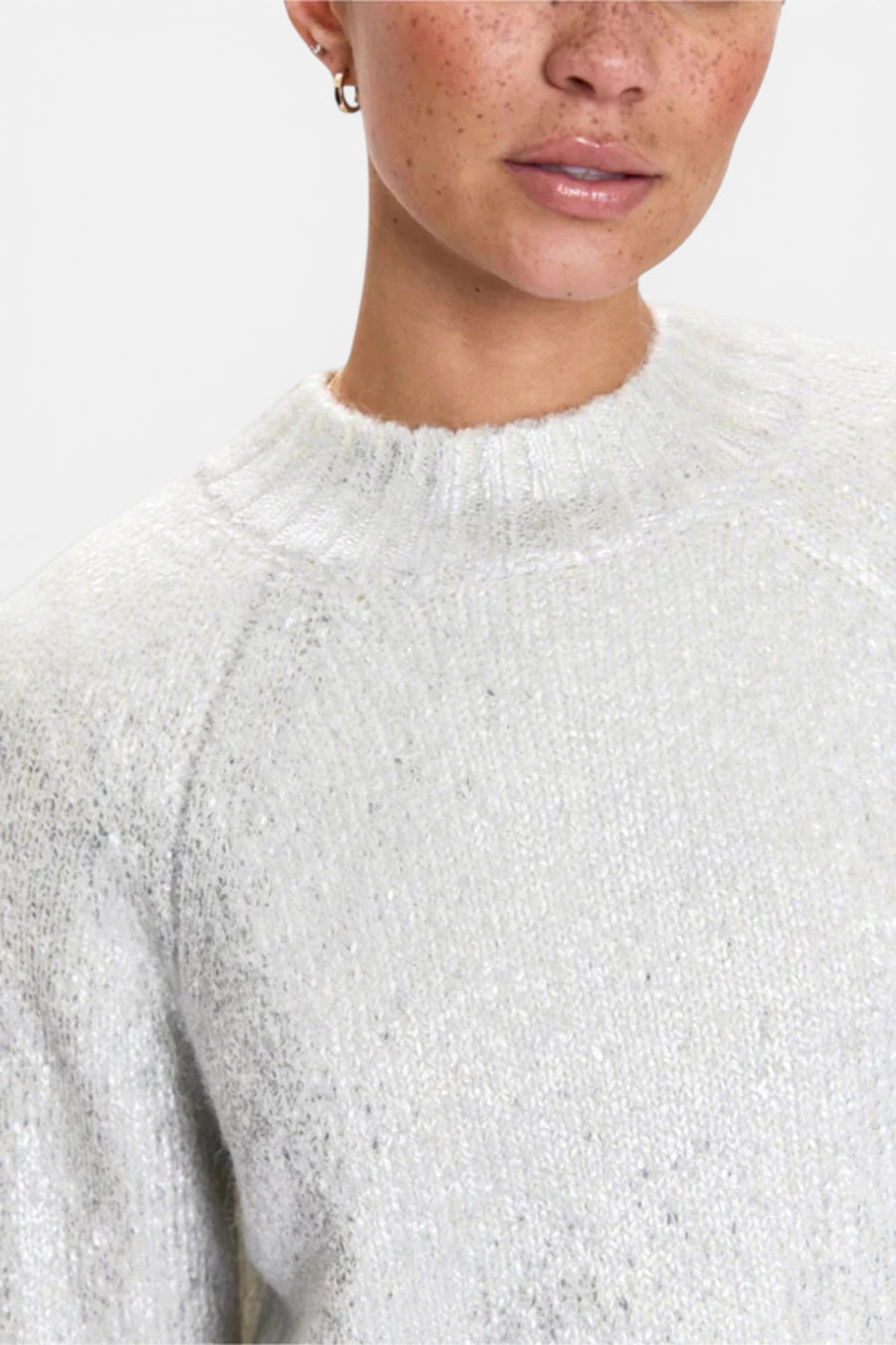 Pistola Ilana Mock Neck Raglan Sleeve Pullover Sweater in Silver Frost – back view