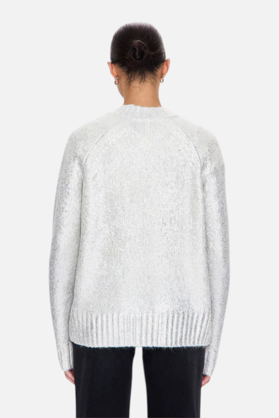 Pistola Ilana Mock Neck Raglan Sleeve Pullover Sweater in Silver Frost – detail