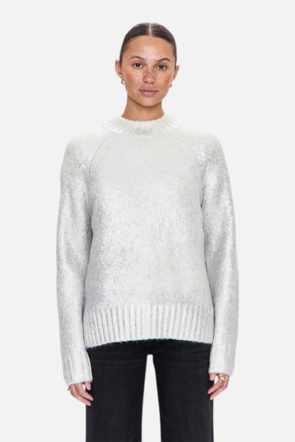 Pistola Ilana Mock Neck Raglan Sleeve Pullover Sweater in Silver Frost