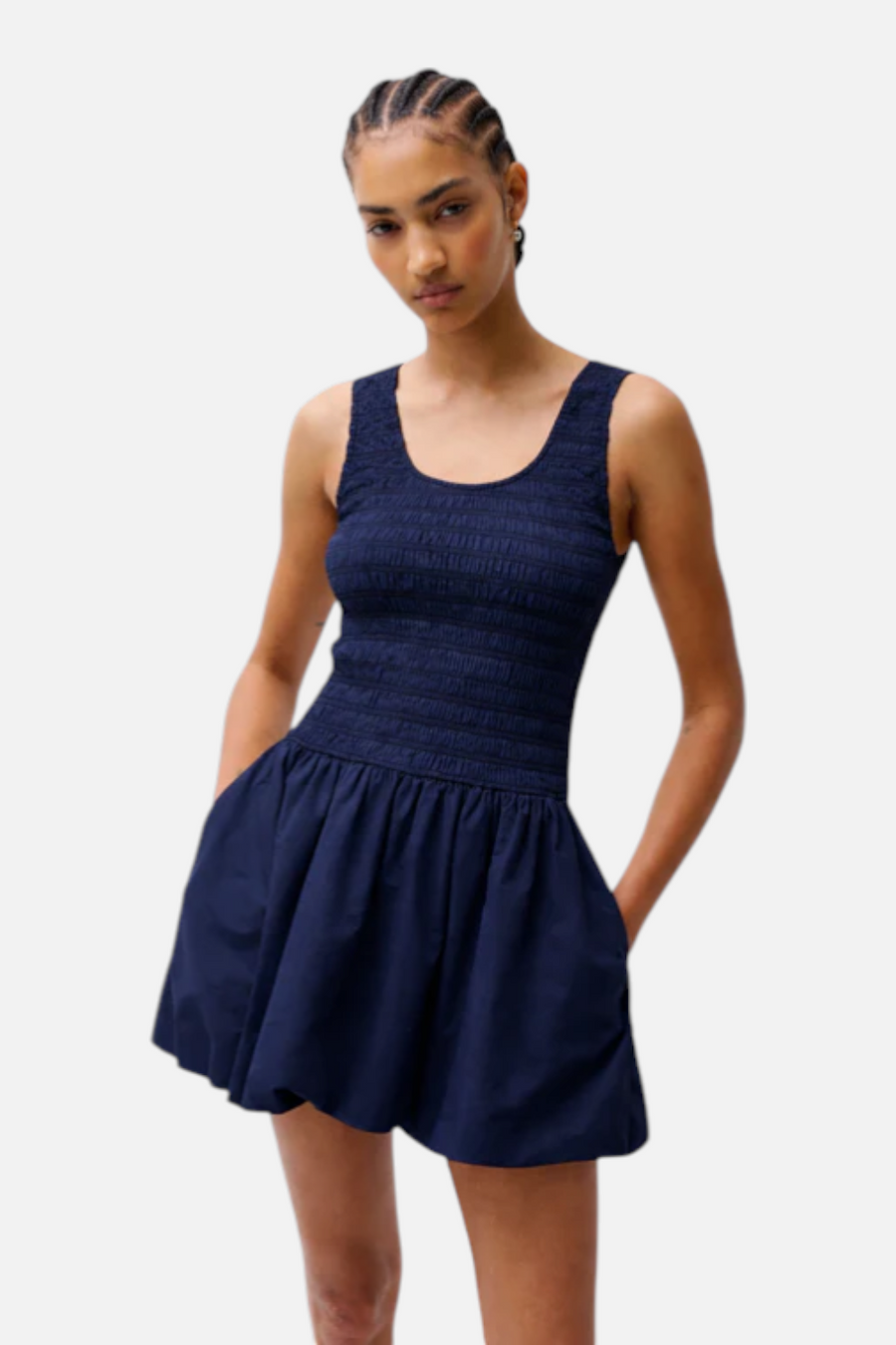Pistola Ilona Bubble Hem Dress in Peacoat – back view