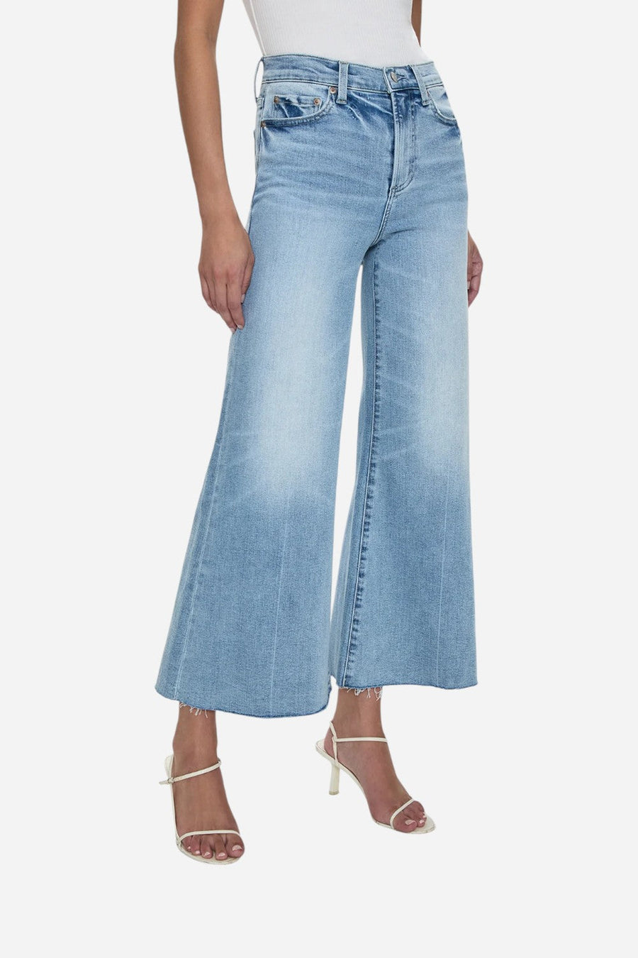 Pistola Izzy Mid Rise Wide Leg Crop in Strive – front view