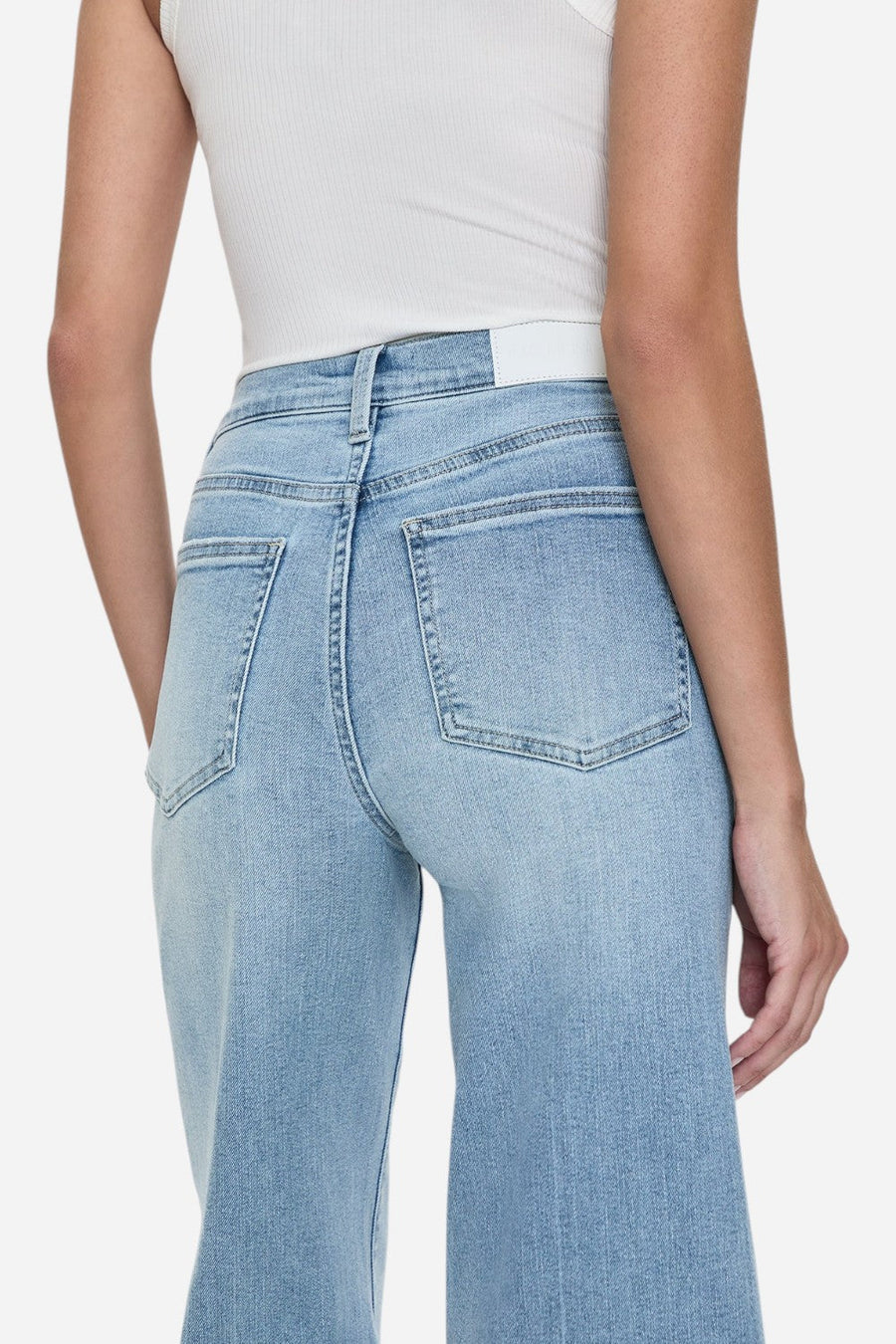 Pistola Izzy Mid Rise Wide Leg Crop in Strive – side view