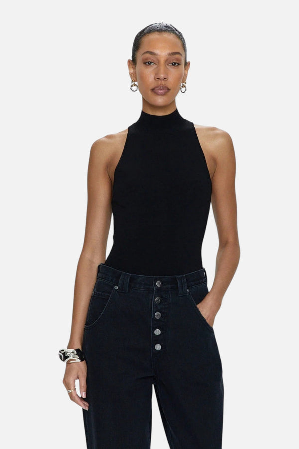 Pistola Janessa Mock Neck Bodysuit in Midnight