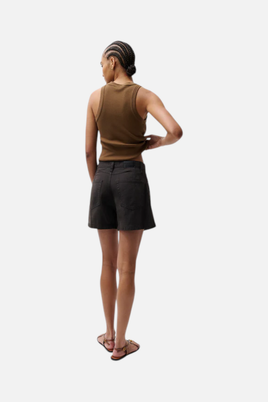 Pistola Kimora High-Rise Linen A-Line Shorts in Bristol Black – detail