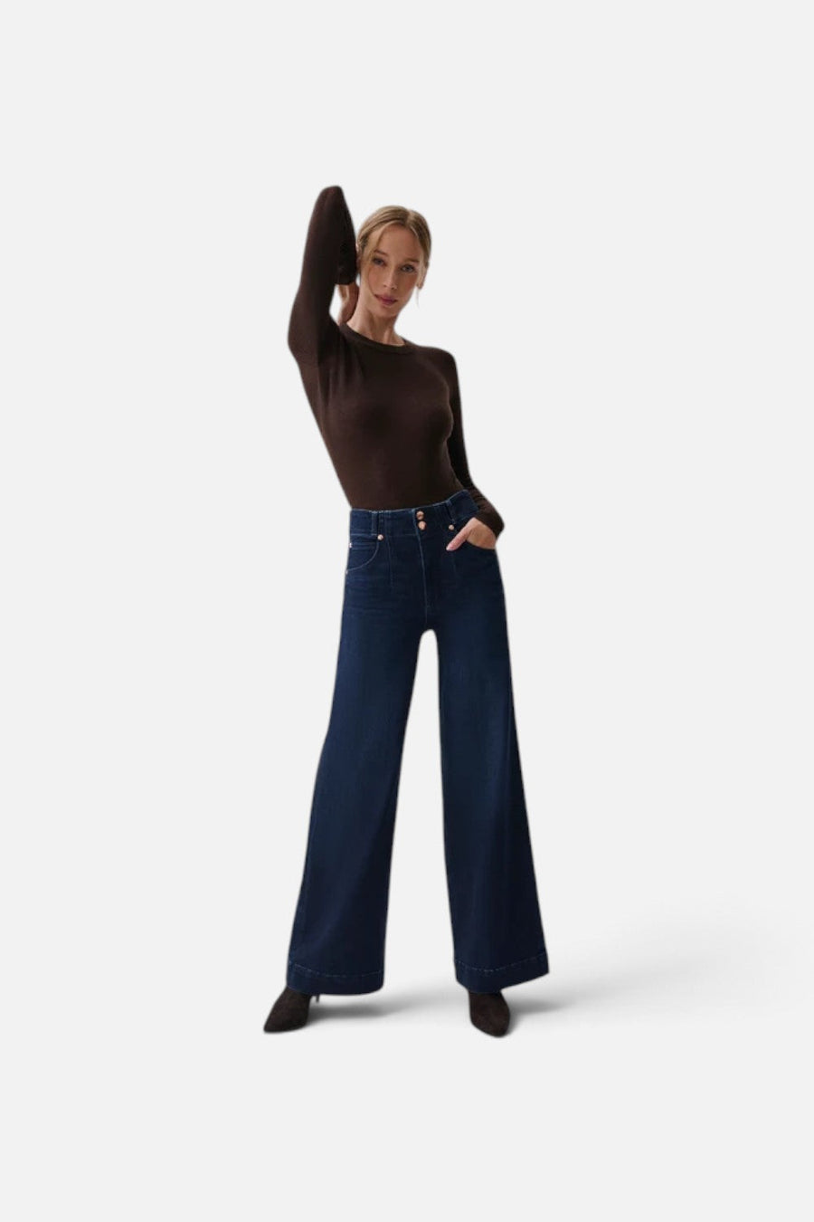 Pistola Lana Double Button High-Rise Wide Leg Jean in Starstruck – detail