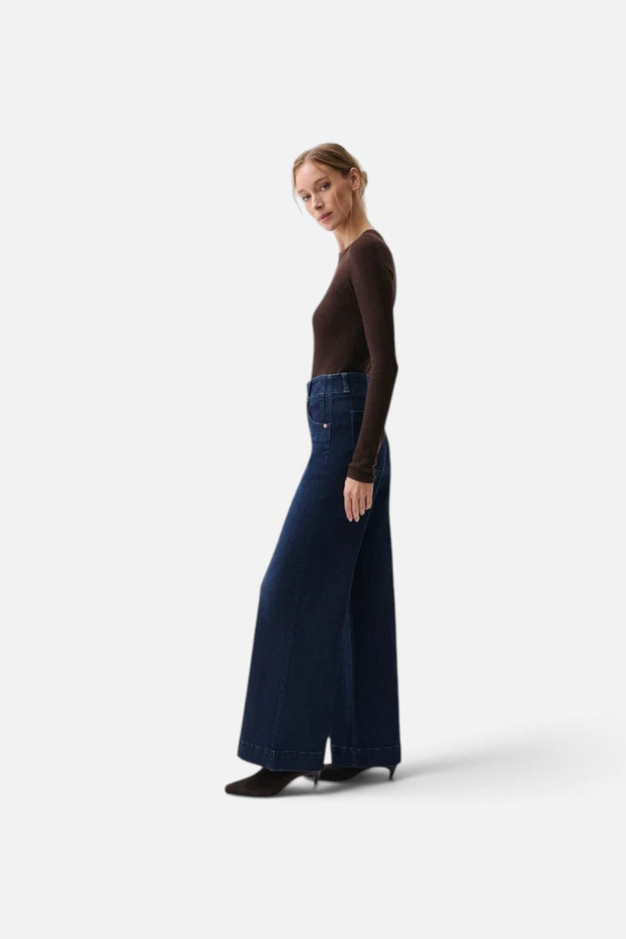 Pistola Lana Double Button High-Rise Wide Leg Jean in Starstruck – flat lay