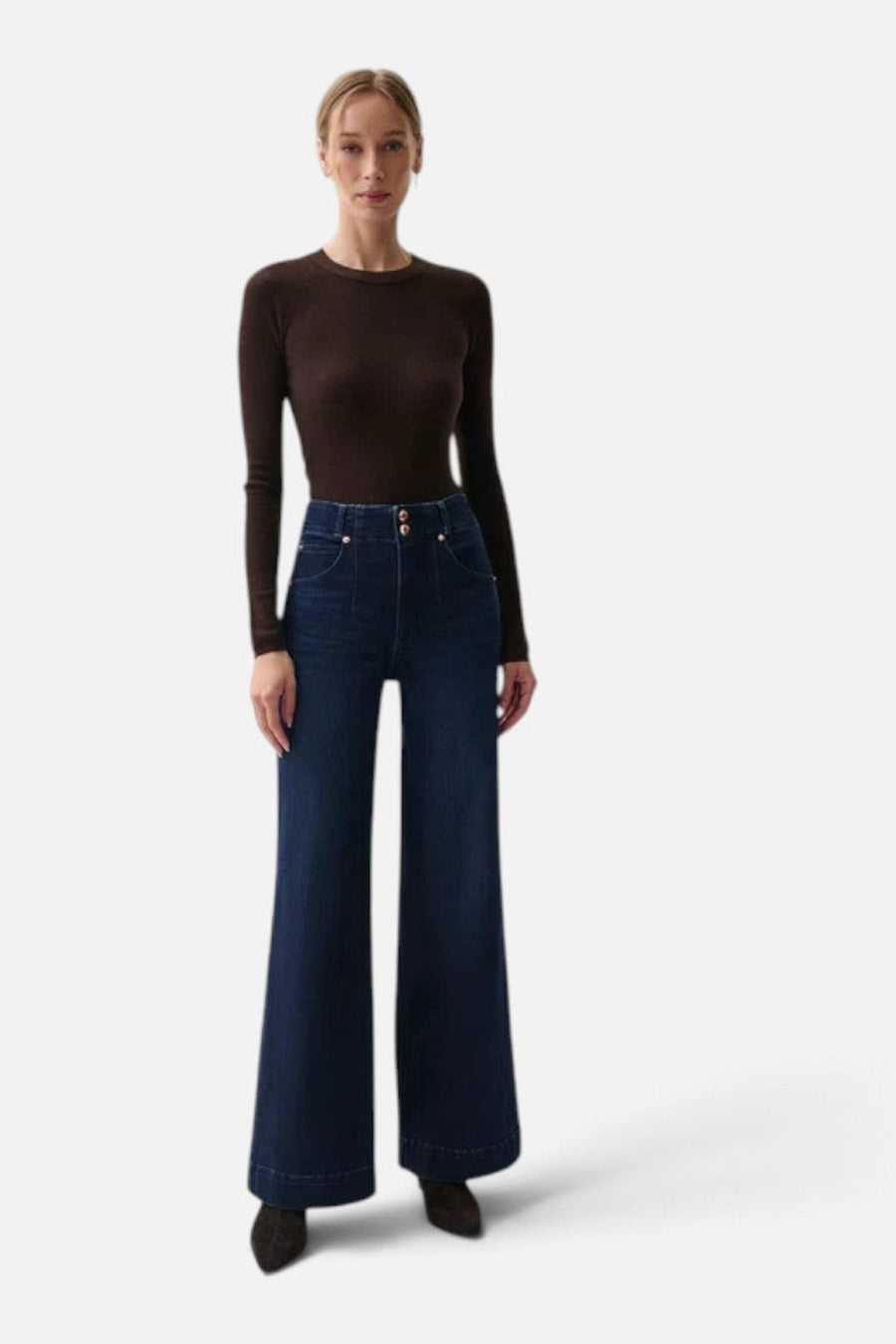 Pistola Lana Double Button High-Rise Wide Leg Jean in Starstruck – side view