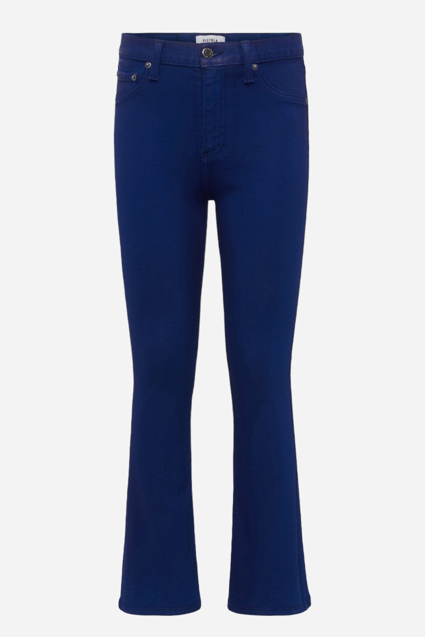 Pistola Lennon High Rise Crop Boot in Coated Sapphire – flat lay