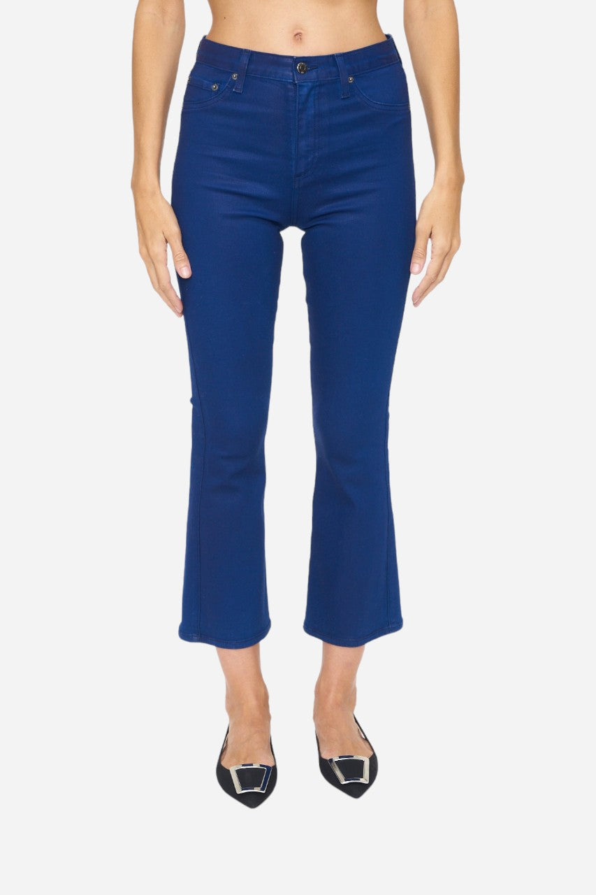 Pistola Lennon High Rise Crop Boot in Coated Sapphire – front view