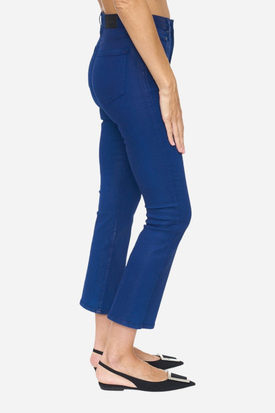 Pistola Lennon High Rise Crop Boot in Coated Sapphire – on model