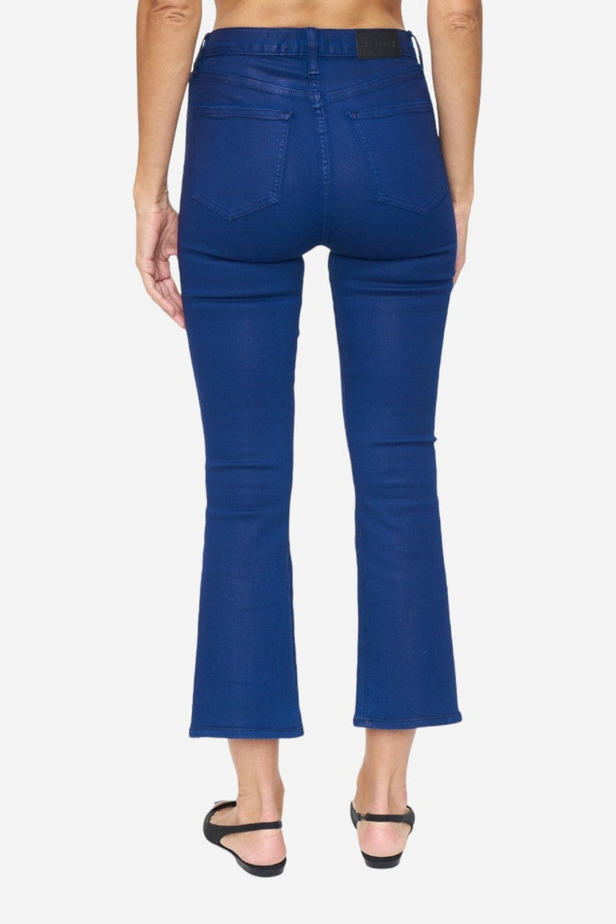 Pistola Lennon High Rise Crop Boot in Coated Sapphire – on model