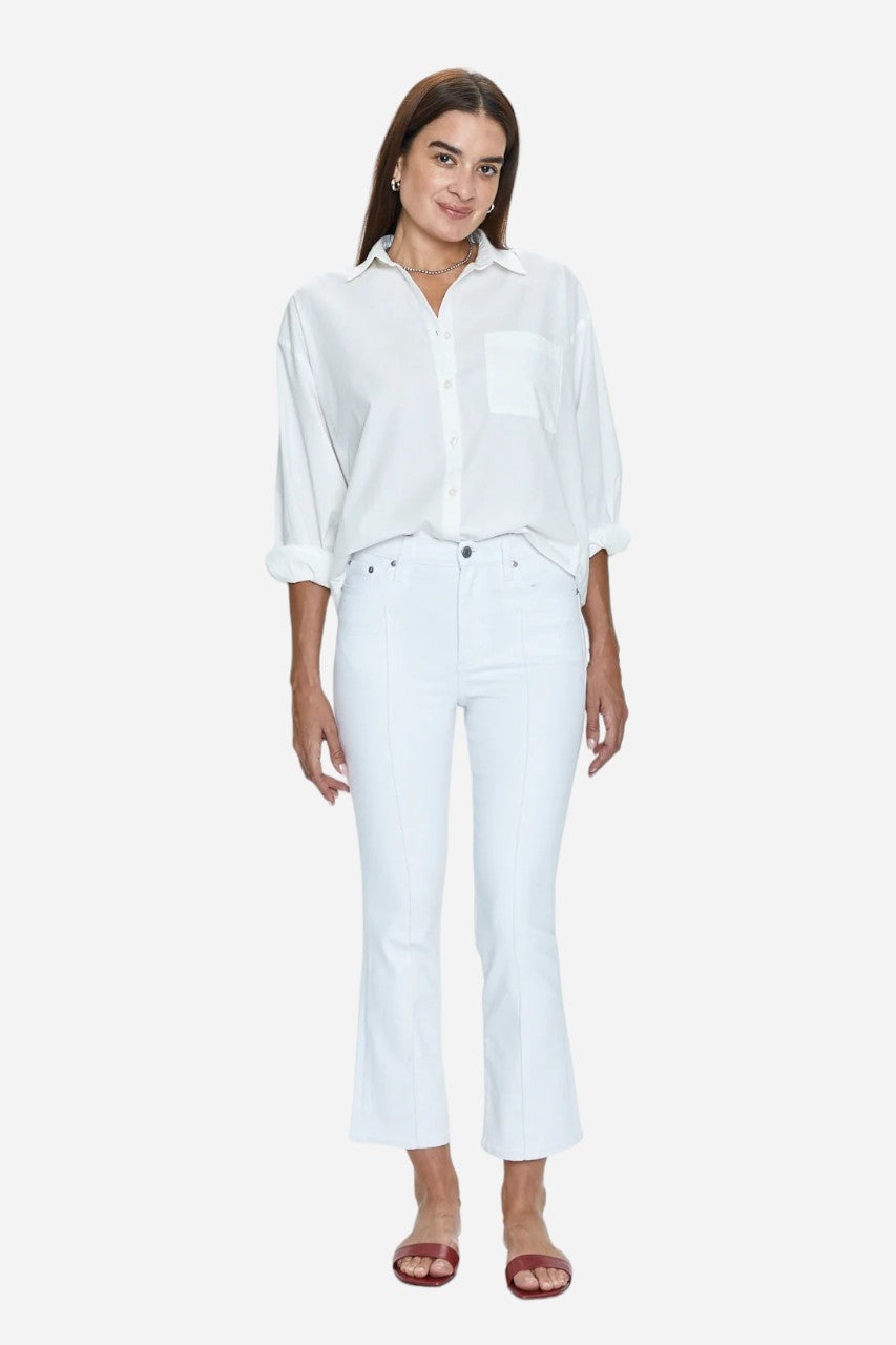 Pistola Lennon Pintuck High Rise Crop Pant in Le Blanc – front view